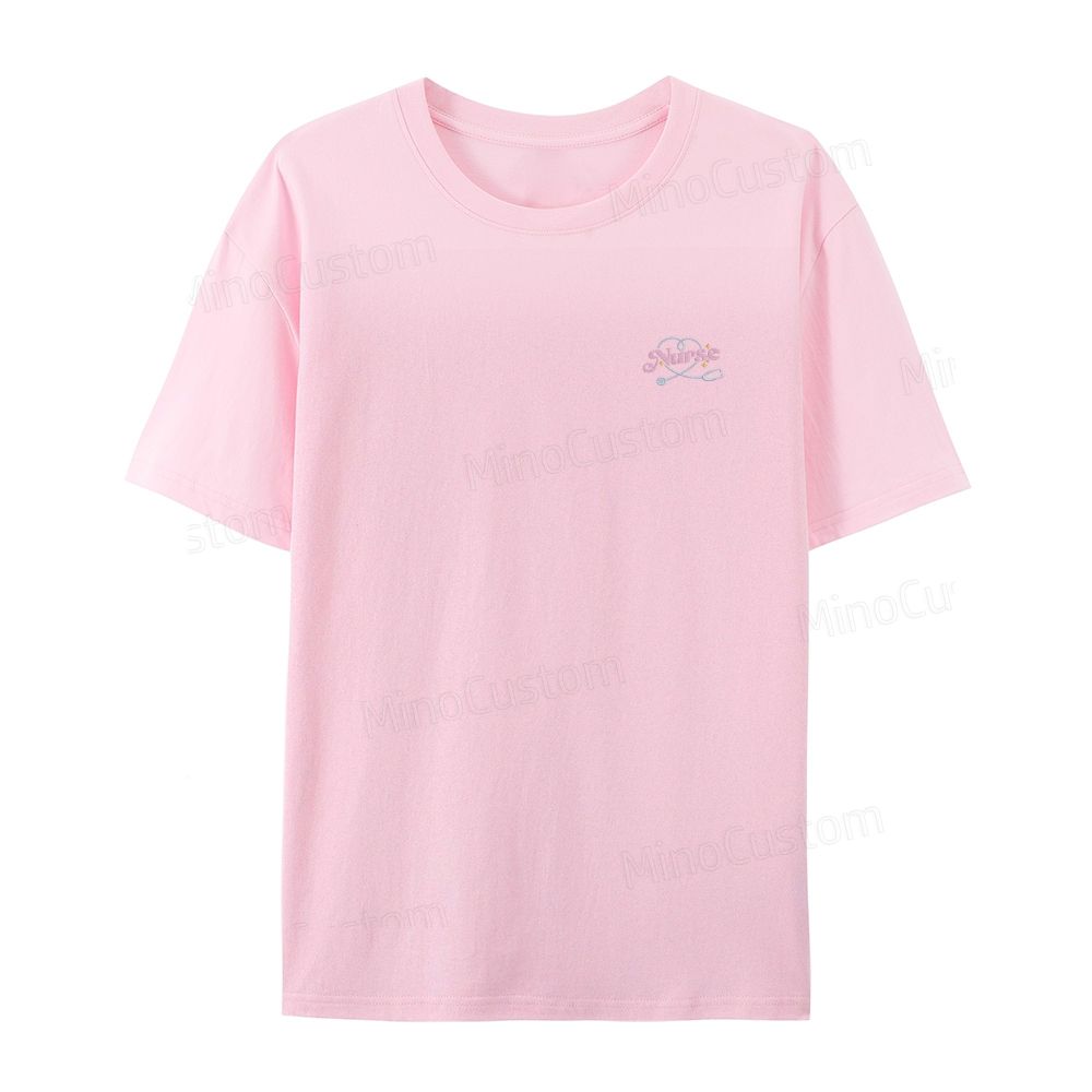 Embroidered Nurse Organic Cotton T-Shirt Unisex Minimal Design