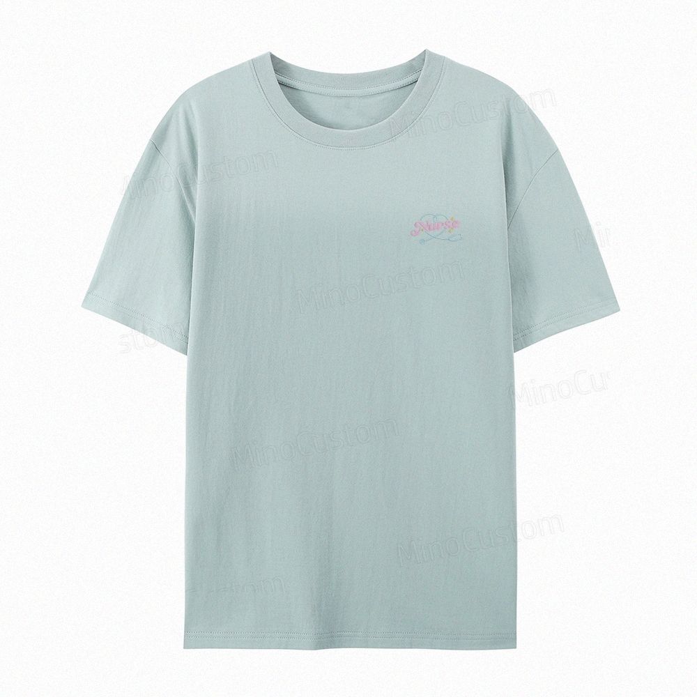 Embroidered Nurse Organic Cotton T-Shirt Unisex Minimal Design