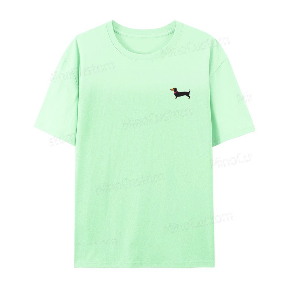 Embroidered Dachshund Organic Cotton T-shirt Unisex Simple Design