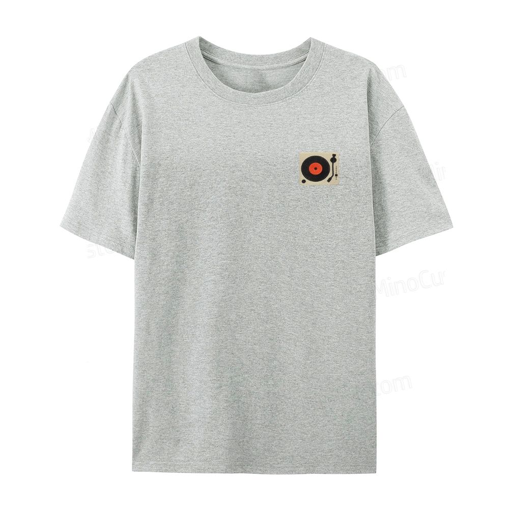 Embroidered record player organic cotton T-shirt unisex simple design