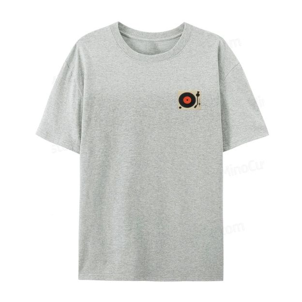 Embroidered record player organic cotton T-shirt unisex simple design