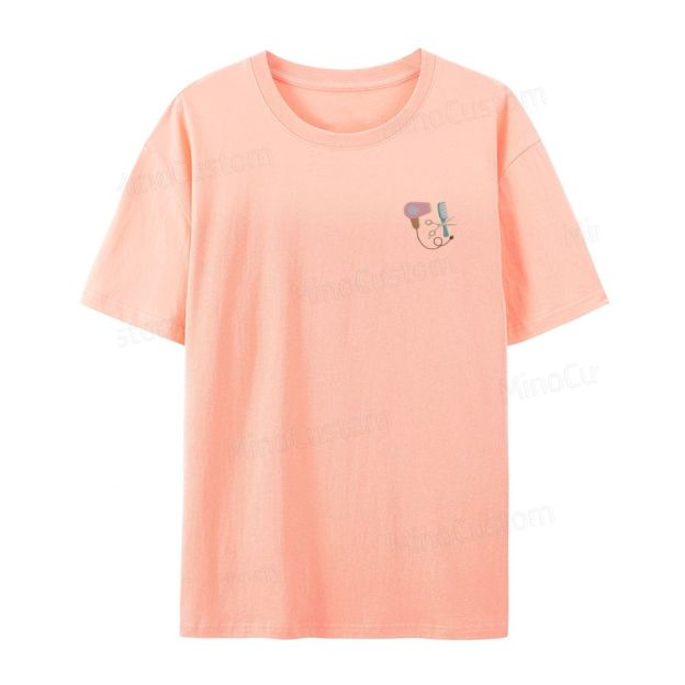 Embroidery hair dryer, scissors, comb organic cotton t-shirt unisex simple design