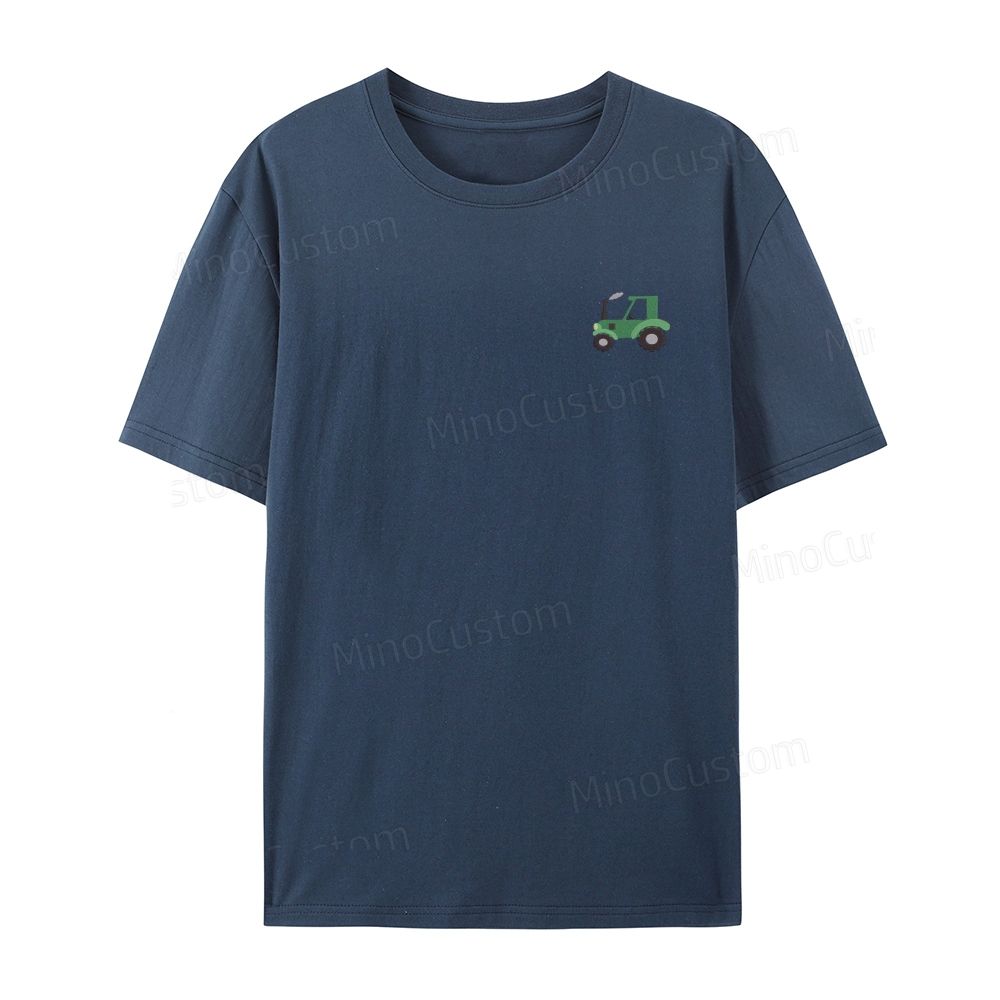 Embroidered Green Tractor Organic Cotton T-Shirt Unisex Simple Design
