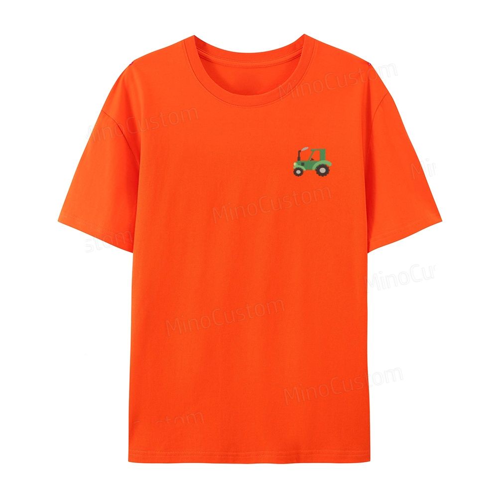 Embroidered Green Tractor Organic Cotton T-Shirt Unisex Simple Design