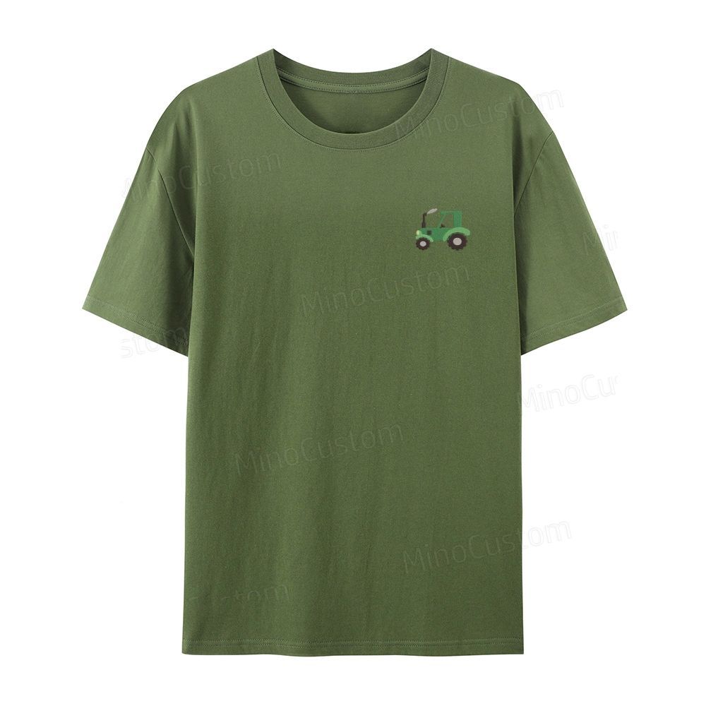 Embroidered Green Tractor Organic Cotton T-Shirt Unisex Simple Design