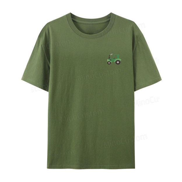 Embroidered Green Tractor Organic Cotton T-Shirt Unisex Simple Design