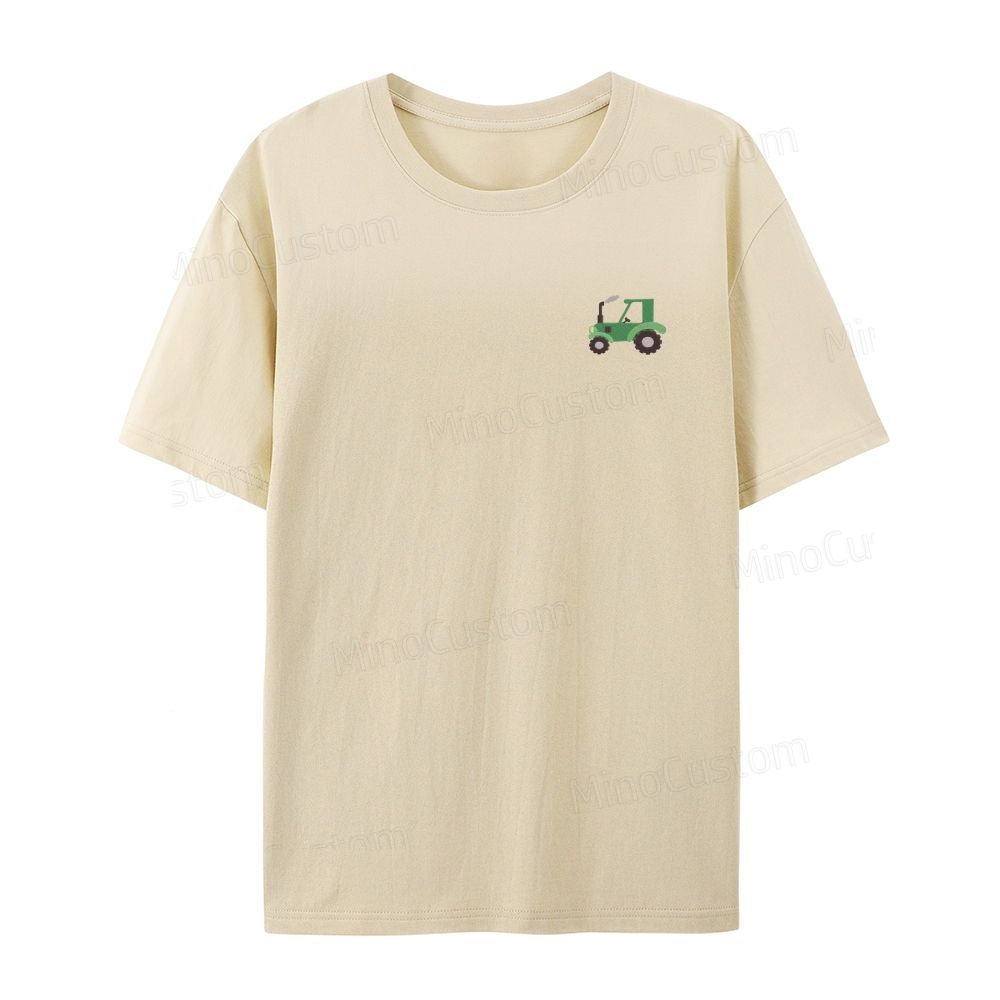 Embroidered Green Tractor Organic Cotton T-Shirt Unisex Simple Design