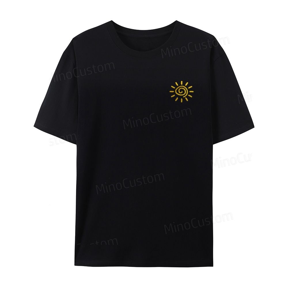 Embroidered Sun Organic Cotton T-Shirt Unisex Simple Design