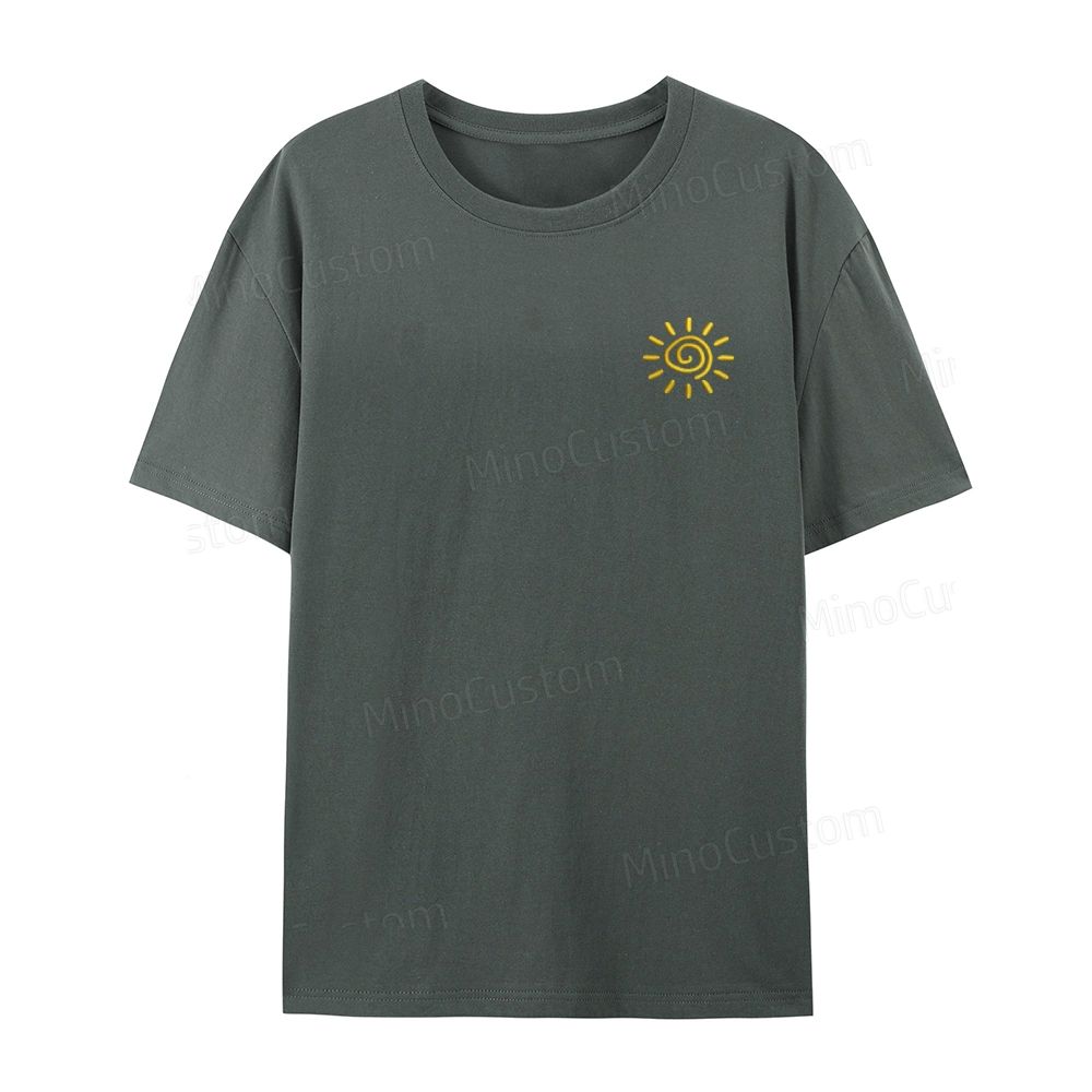 Embroidered Sun Organic Cotton T-Shirt Unisex Simple Design