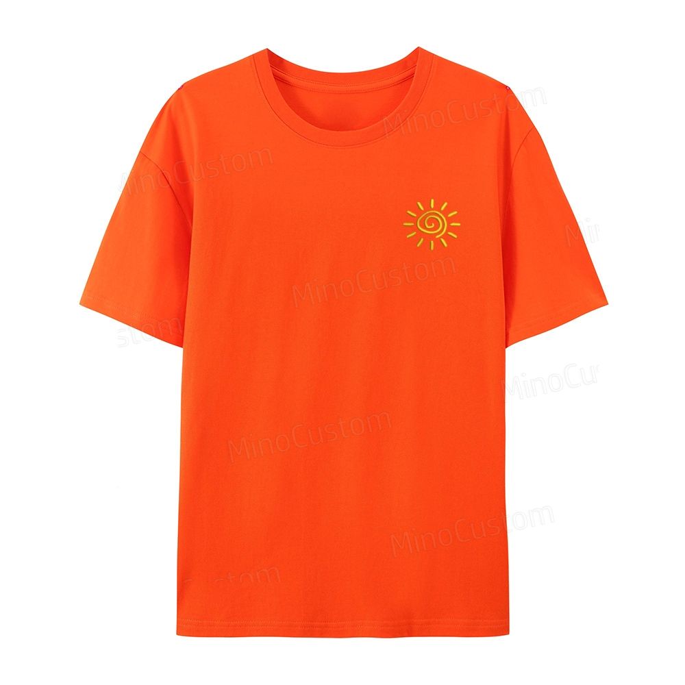 Embroidered Sun Organic Cotton T-Shirt Unisex Simple Design