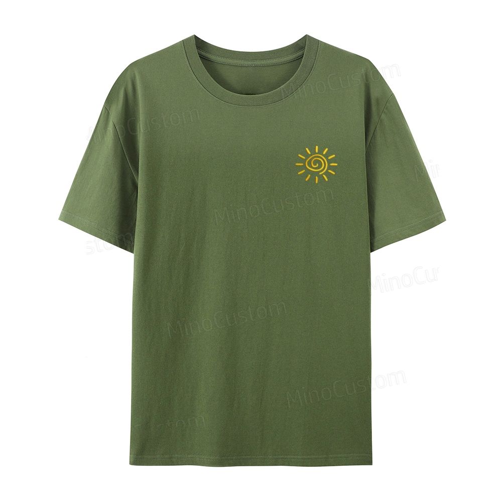 Embroidered Sun Organic Cotton T-Shirt Unisex Simple Design