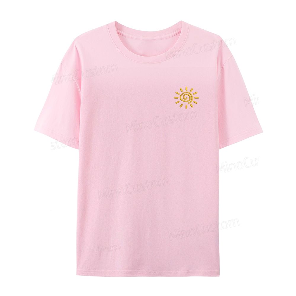 Embroidered Sun Organic Cotton T-Shirt Unisex Simple Design