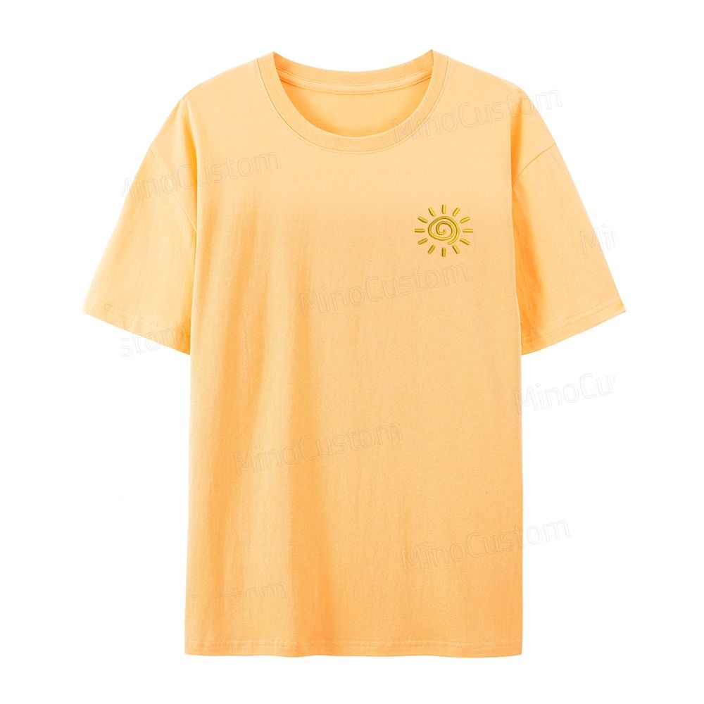 Embroidered Sun Organic Cotton T-Shirt Unisex Simple Design