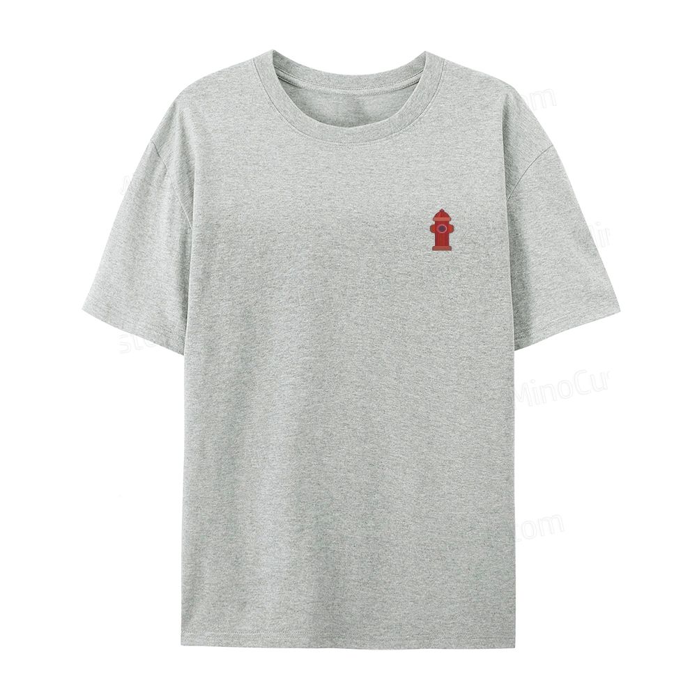Embroidered Red Fire Hydrant Organic Cotton T-Shirt Unisex Minimal Design