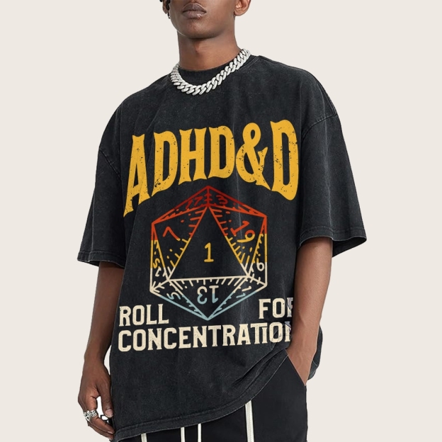 ADHD&D Dice Vintage Distressed T-shirt