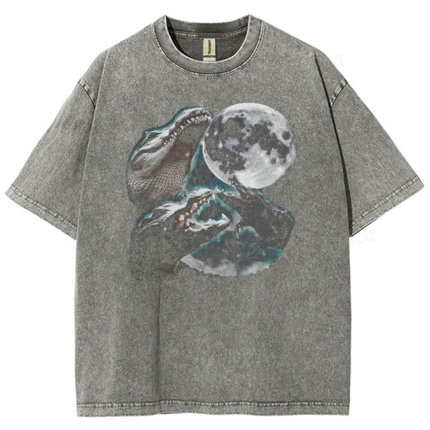 Three Crocodiles Moon Vintage Y2K T-Shirt