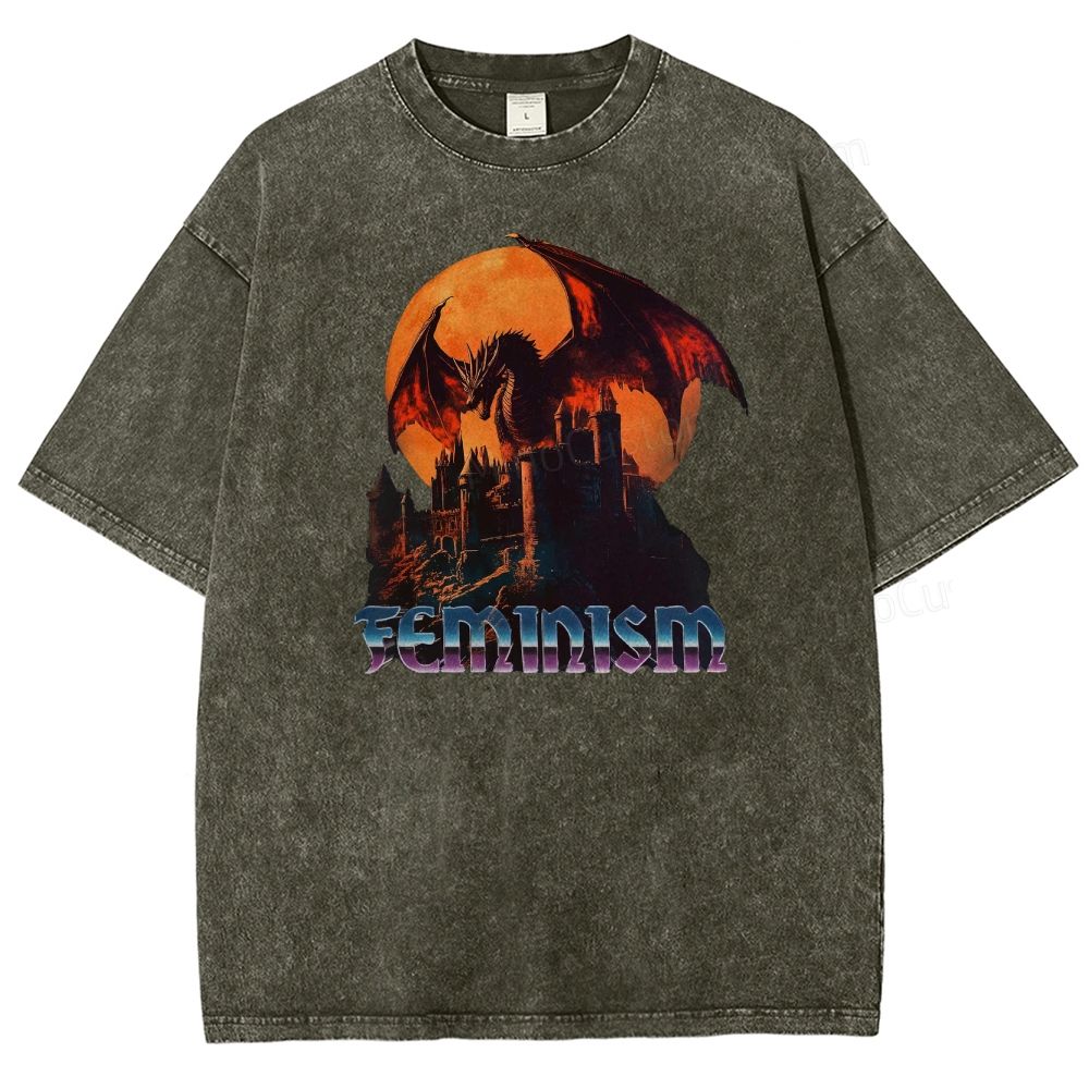Feminism Dragon Graphic T-Shirt