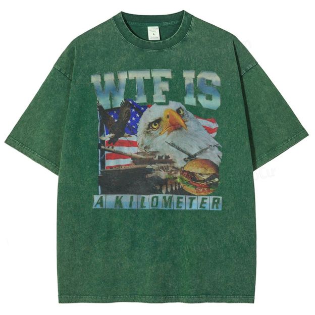 WTF Is A Kilometer Meme  Washed T-Shirt 
