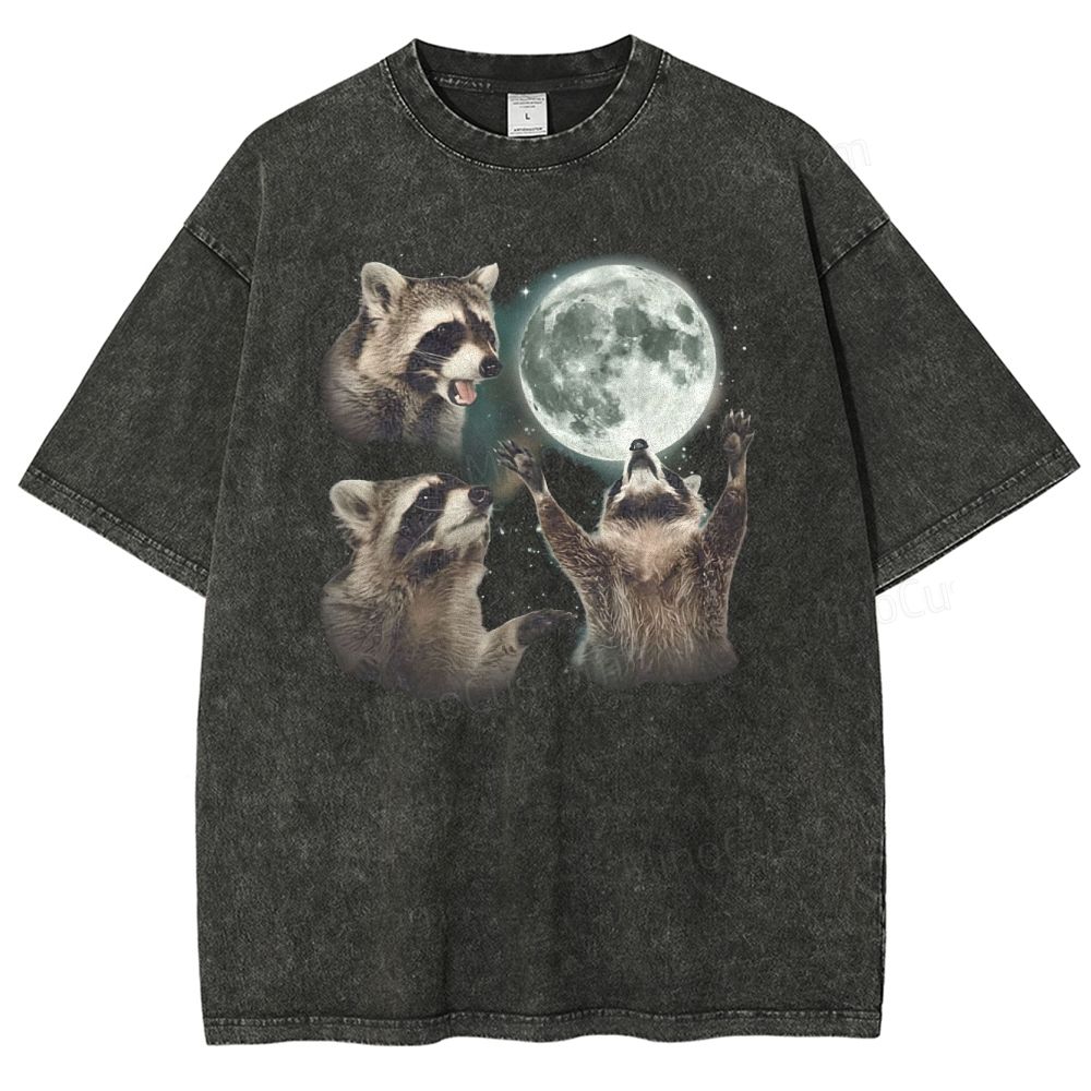 Racoons howling at the Moon Vintage Washed T-Shirt