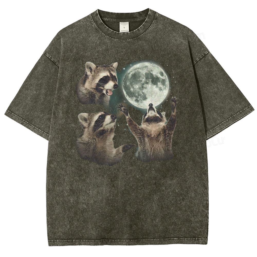 Racoons howling at the Moon Vintage Washed T-Shirt