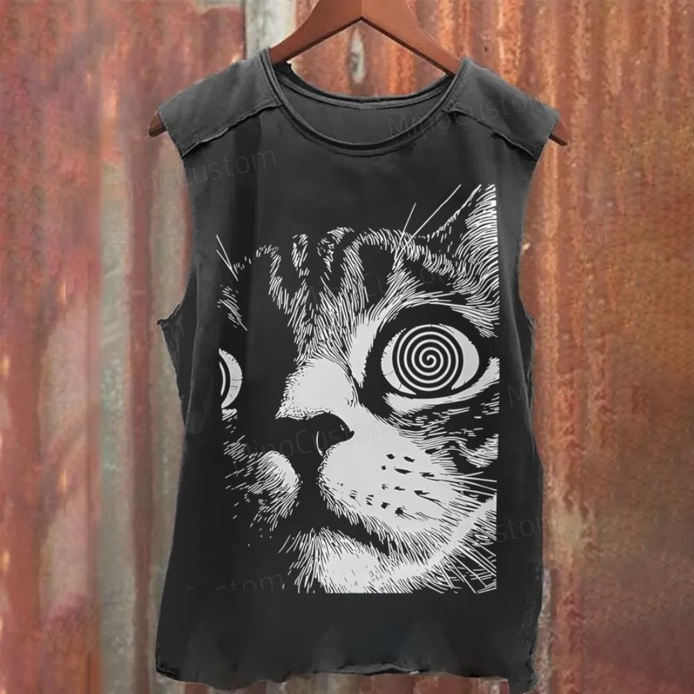 Hypnotic Cat Eyes Washed Tank Top