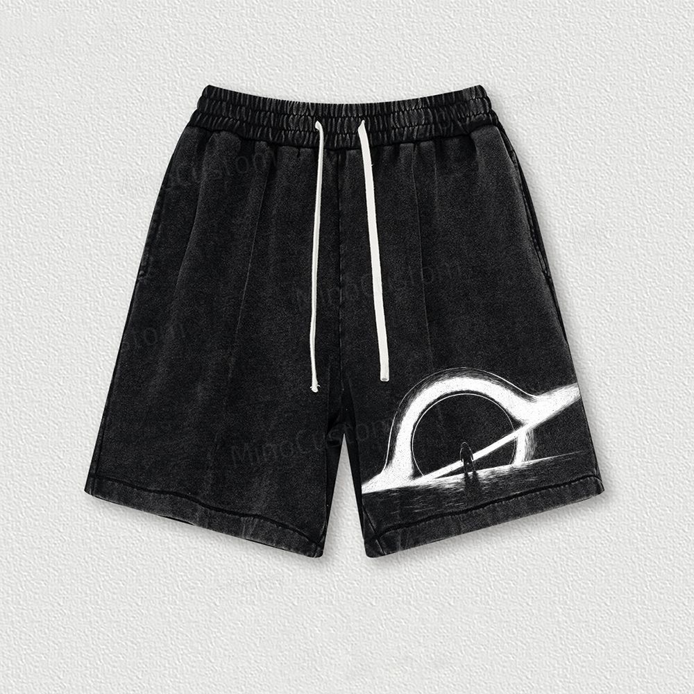 Cosmic Black Hole Washed Vintage Shorts
