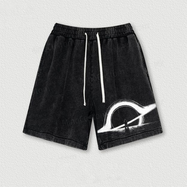 Cosmic Black Hole Washed Vintage Shorts