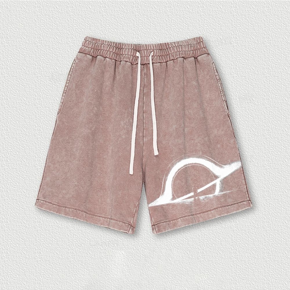 Cosmic Black Hole Washed Vintage Shorts