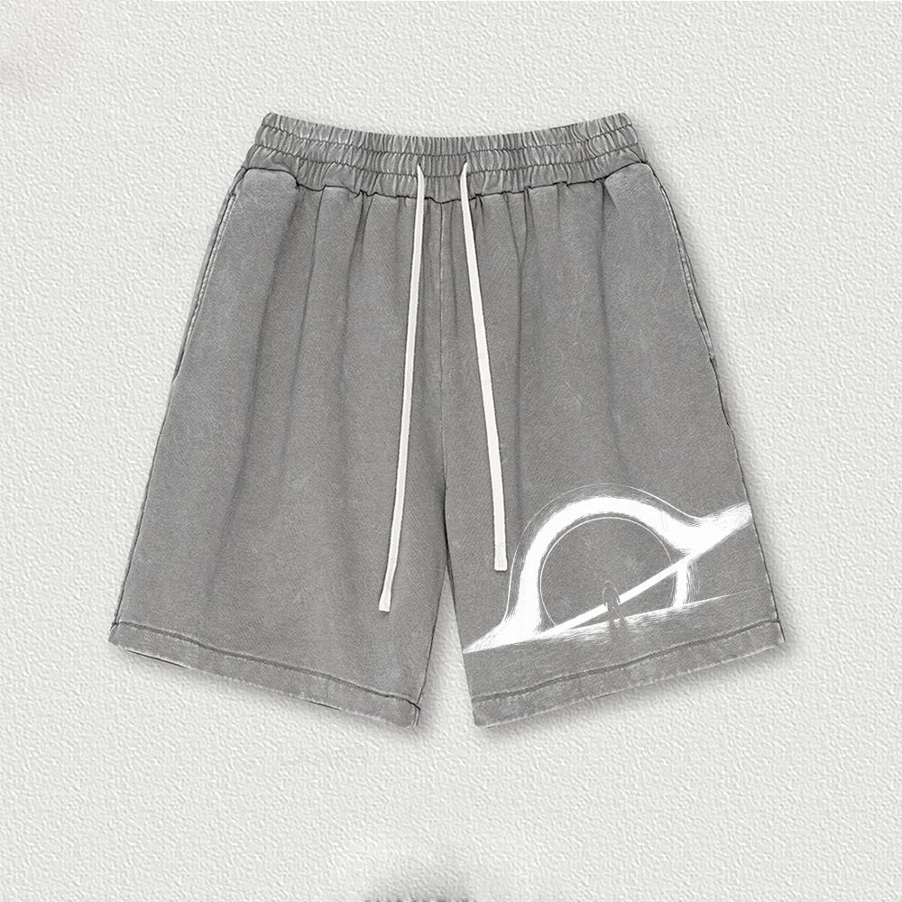 Cosmic Black Hole Washed Vintage Shorts