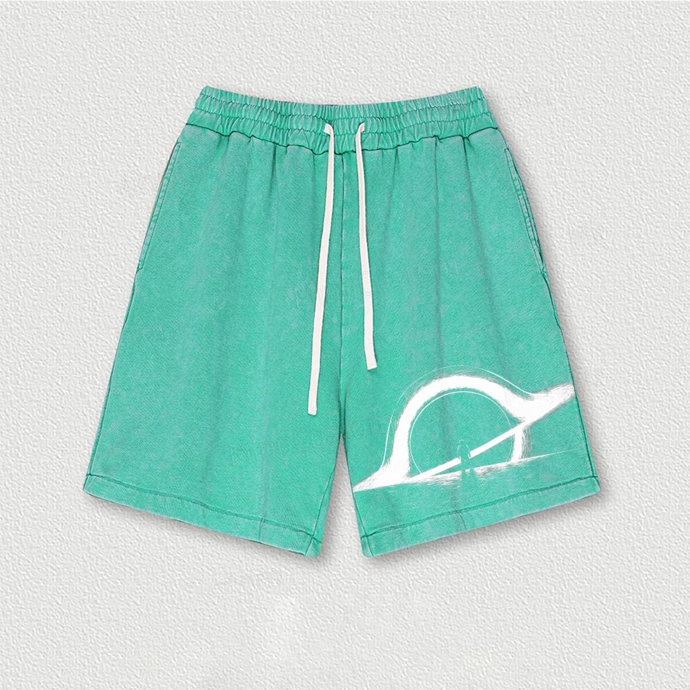 Cosmic Black Hole Washed Vintage Shorts