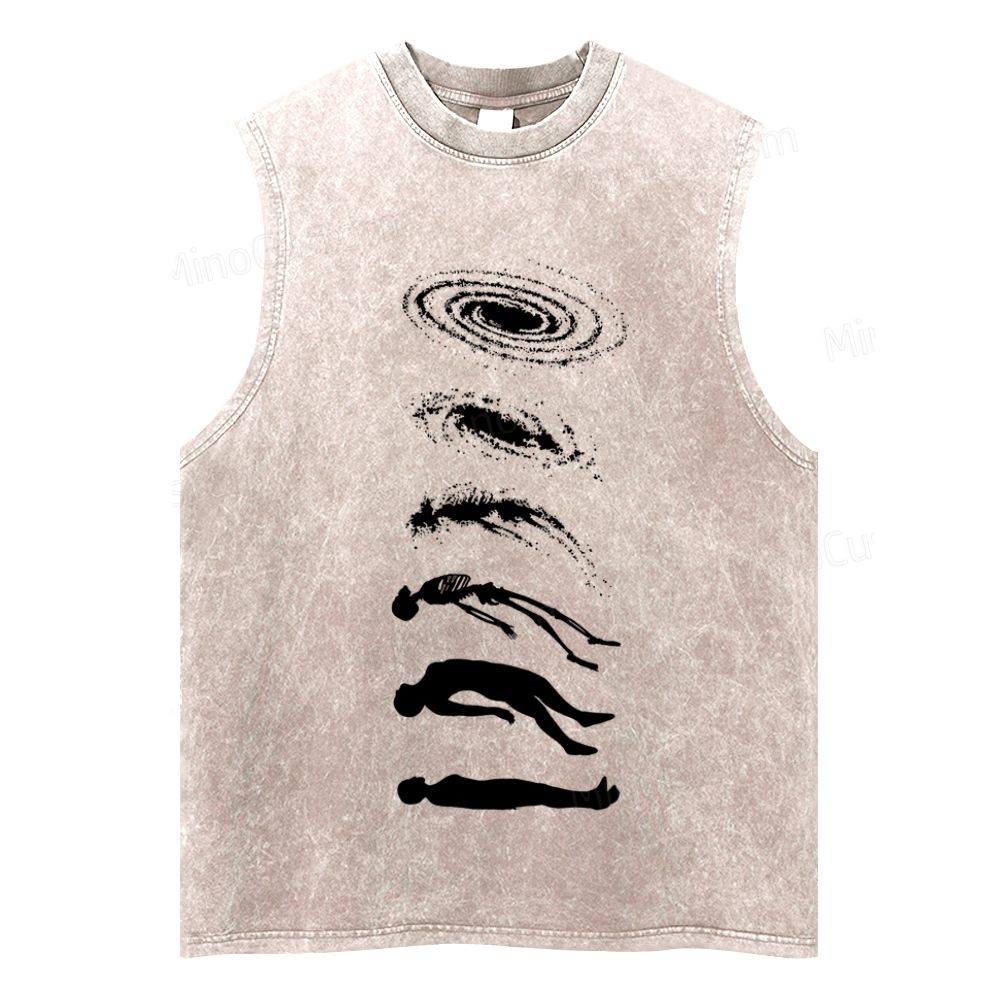 Vintage Washed Galaxy & Human Silhouette Tank Top