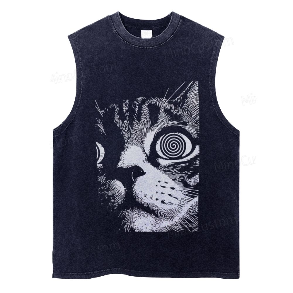 Cat Face  Washed Tank Top
