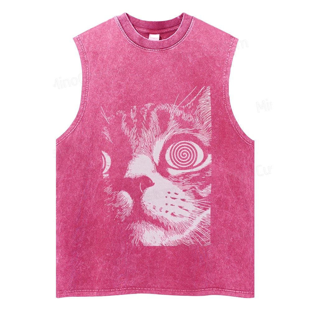 Cat Face  Washed Tank Top