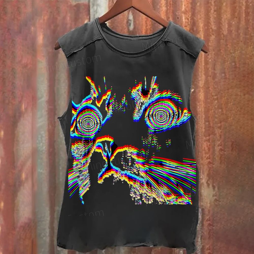 Sci-fi Cat Washed Tank Top 