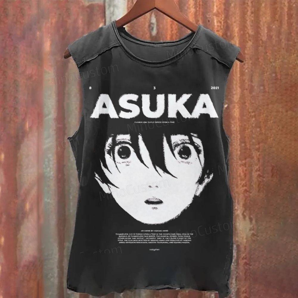 Asuka Shikinami Langley from Evangelion Rebuild Washed Tank Top