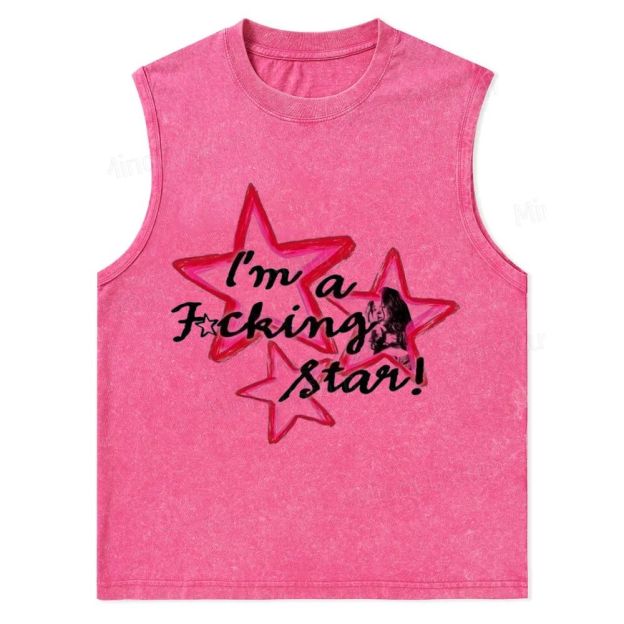 Vintage Washed “I’m a F*cking Star” Graphic Tank Top