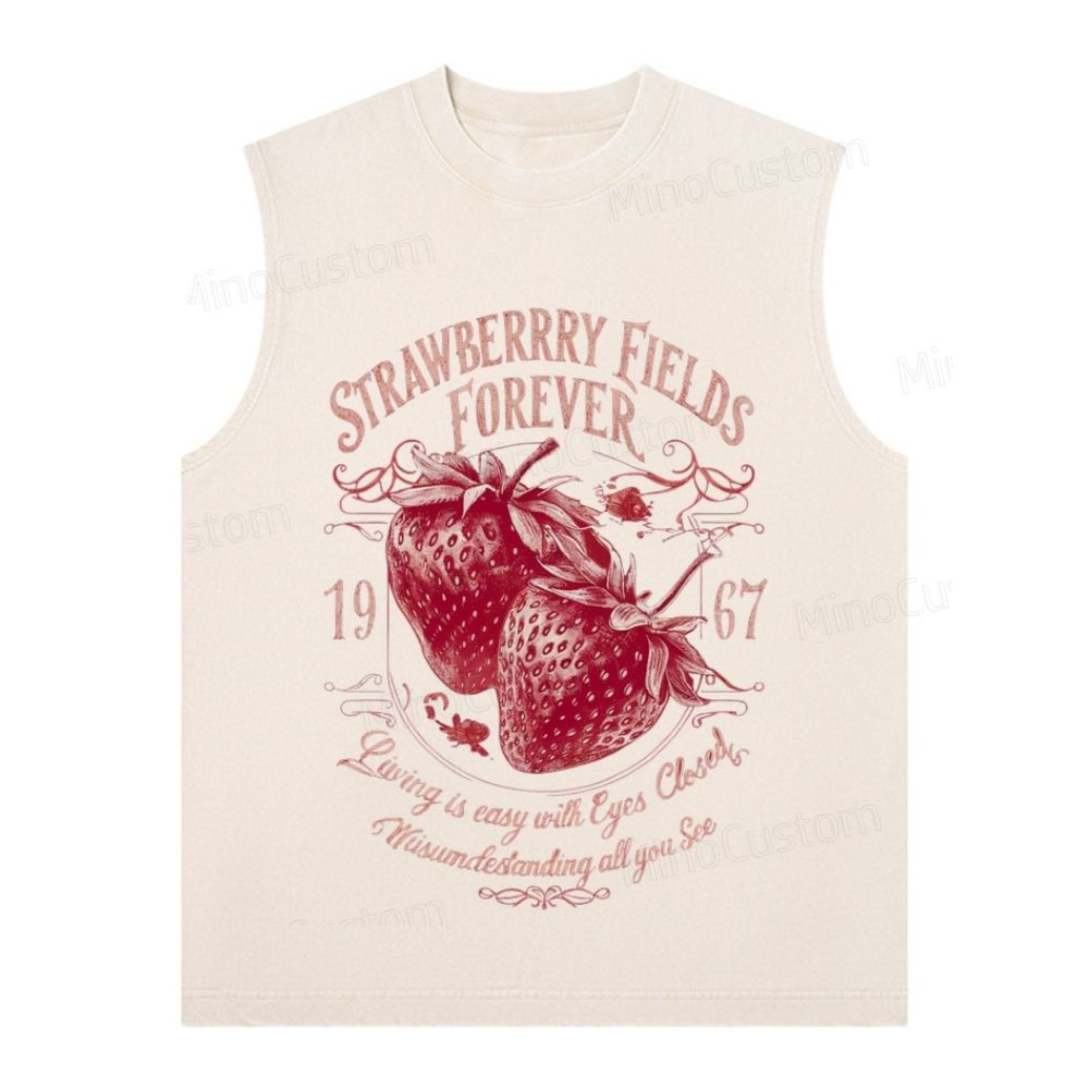 Vintage Washed “Strawberry Fields Forever” Graphic Tank Top