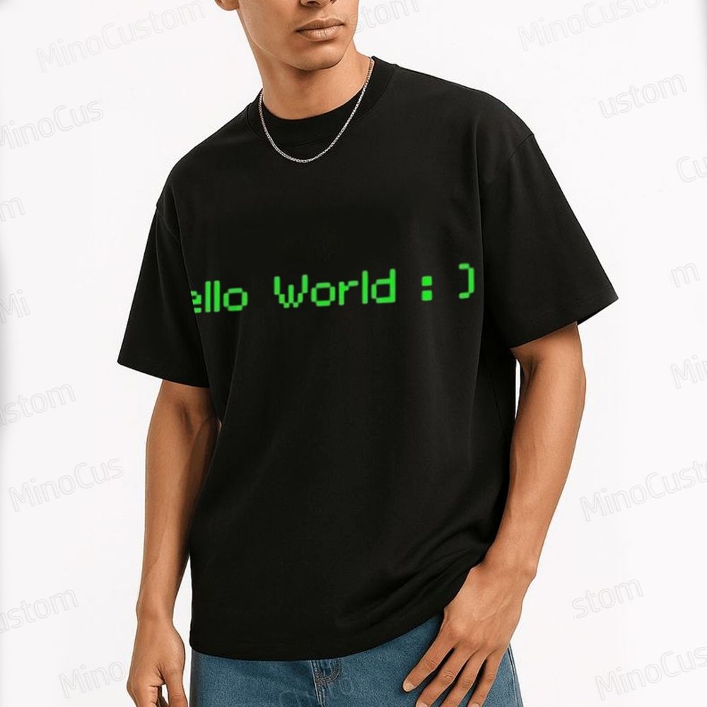 Geek "Hello World : )" Programming T - Shirt