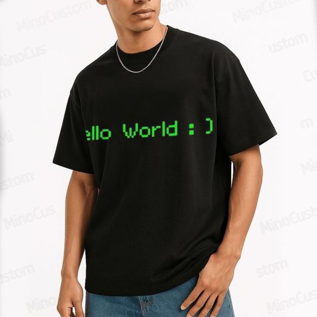 Geek "Hello World : )" Programming T - Shirt