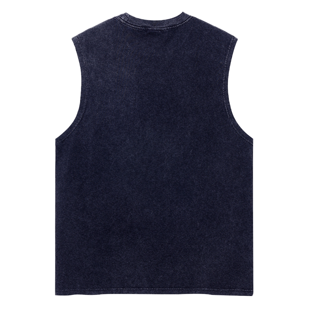 Vintage Washed Tank Top with Lip & Saturn Graphic