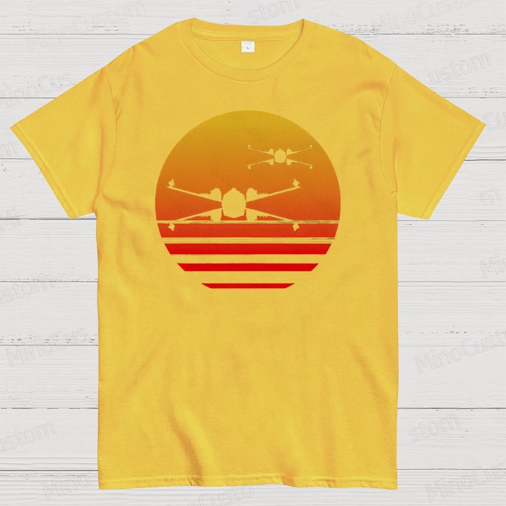 Sunset X-Wing Starfighter Geek Cotton T-shirt 
