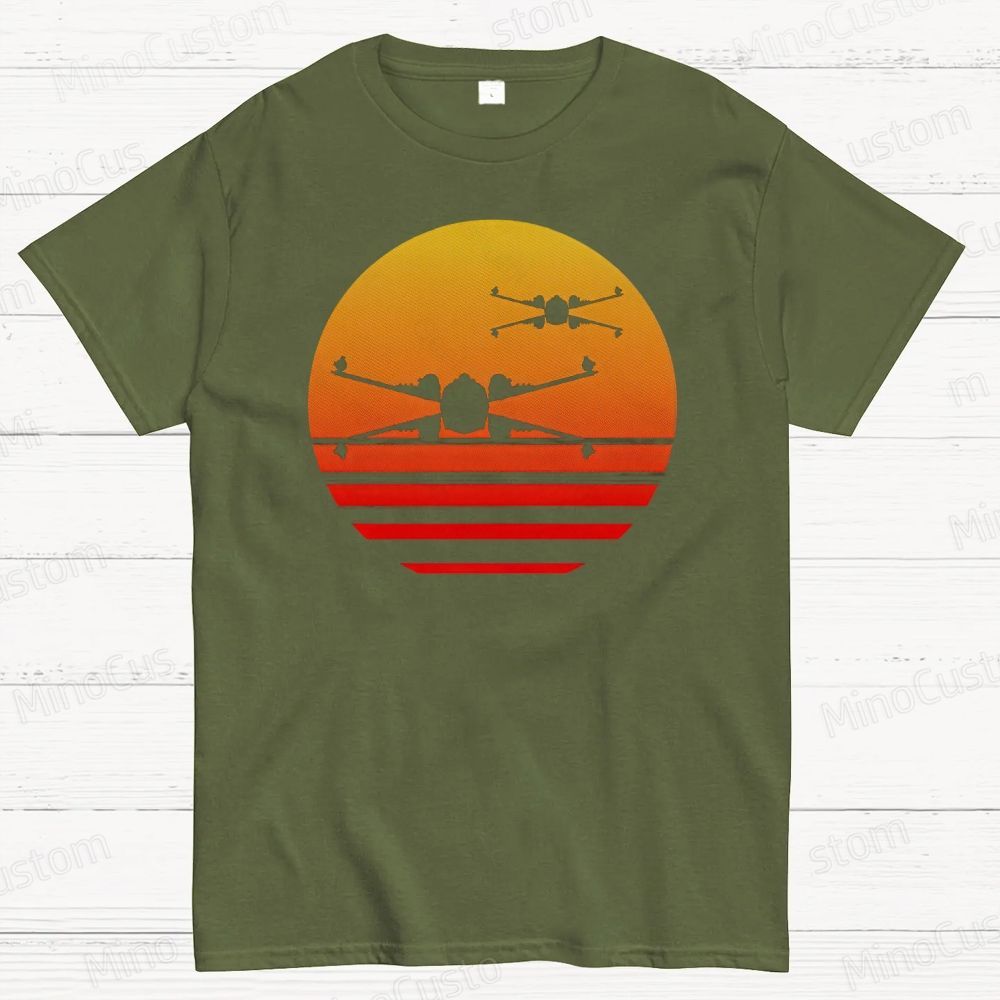 Sunset X-Wing Starfighter Geek Cotton T-shirt 