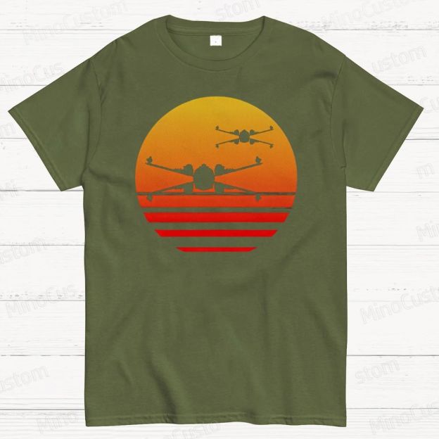 Sunset X-Wing Starfighter Geek Cotton T-shirt 
