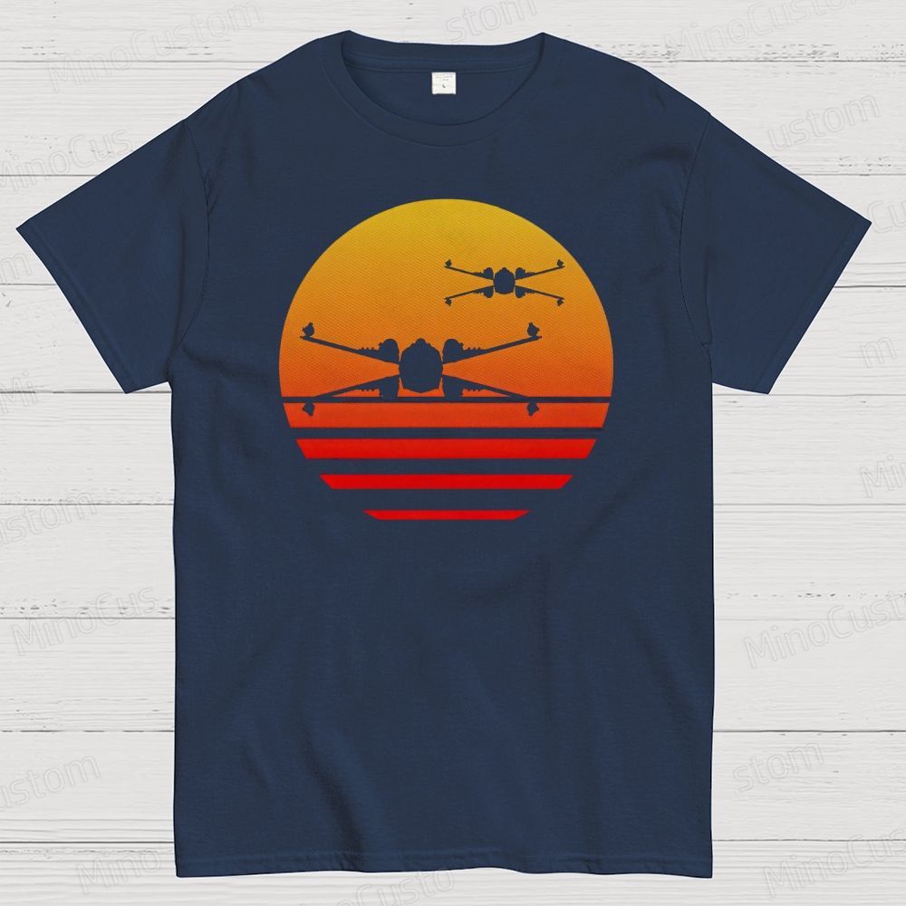 Sunset X-Wing Starfighter Geek Cotton T-shirt 