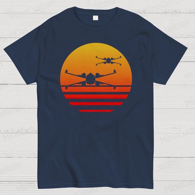 Sunset X-Wing Starfighter Geek Cotton T-shirt 
