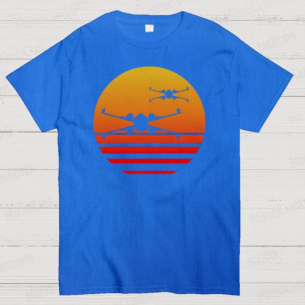 Sunset X-Wing Starfighter Geek Cotton T-shirt 