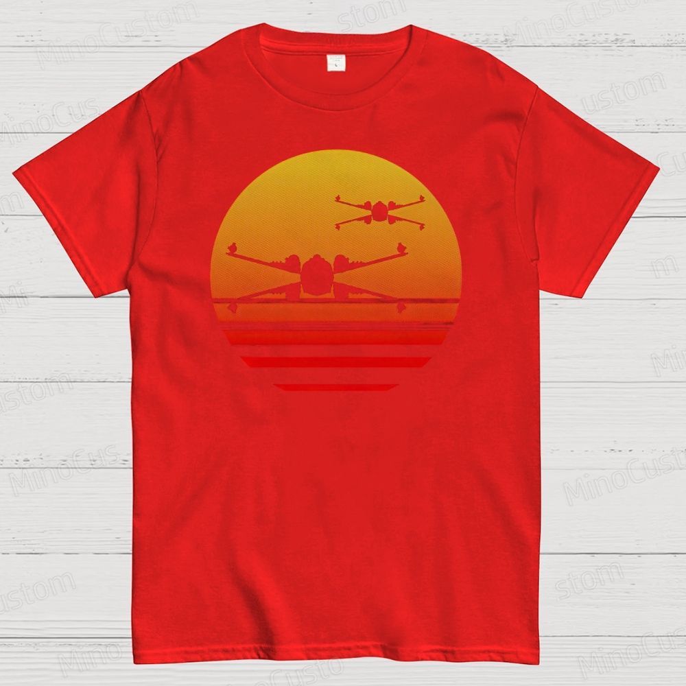 Sunset X-Wing Starfighter Geek Cotton T-shirt 