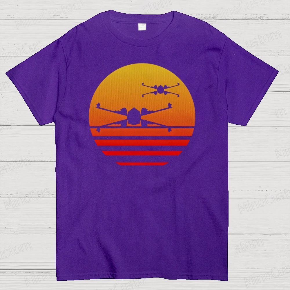 Sunset X-Wing Starfighter Geek Cotton T-shirt 