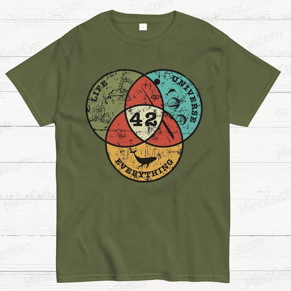 Life, The Universe & Everything Nerdy Graphic Cotton T-Shirt