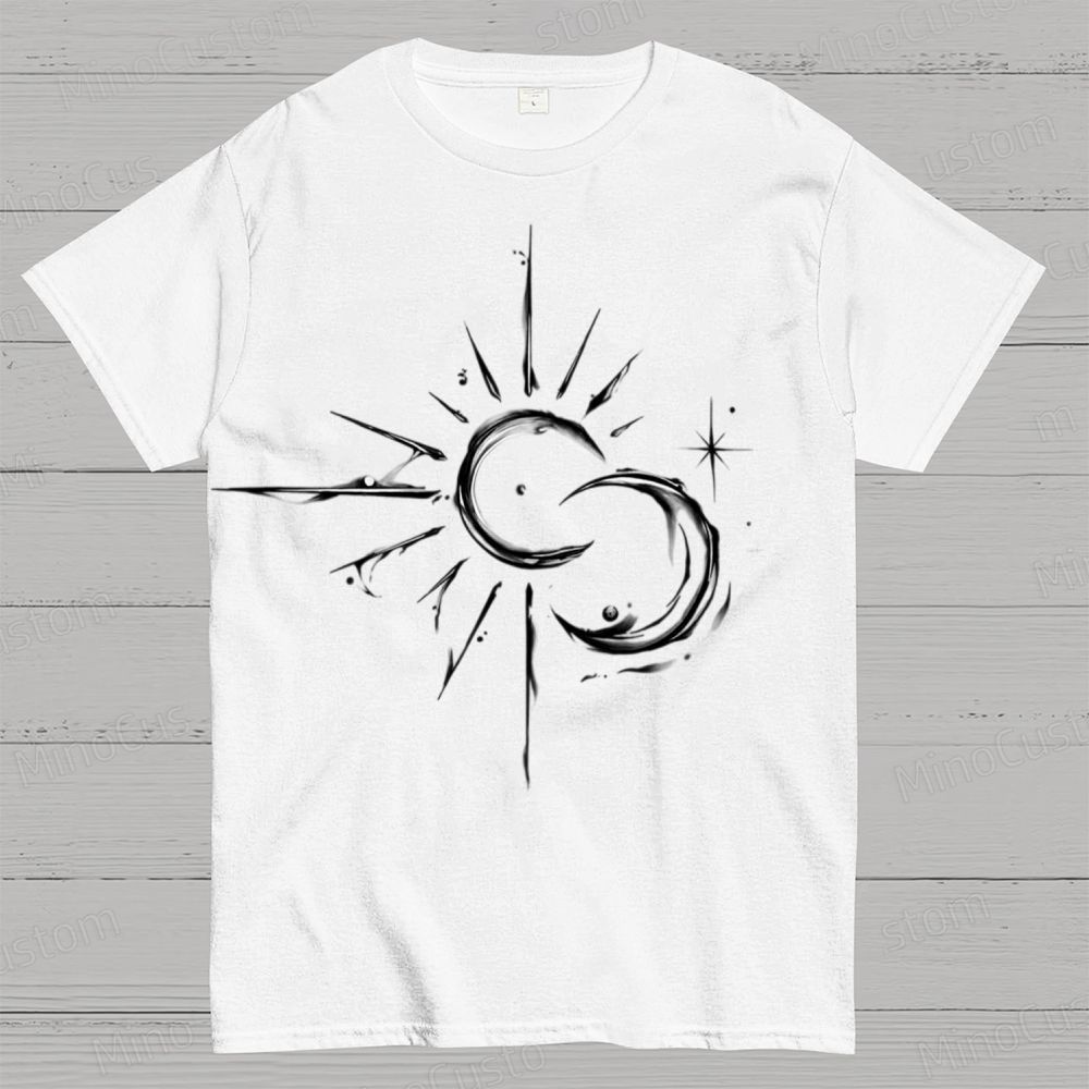 Sun and Moon Celestial Graphic T - Shirt